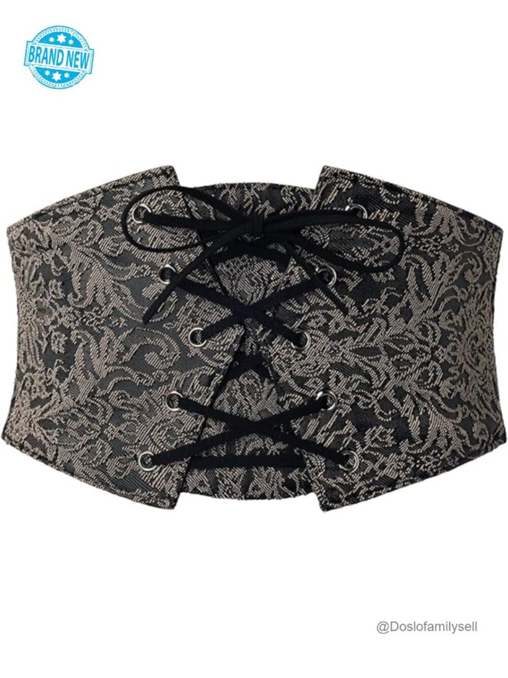 Renaissance Corset Belt Lace-up Front Wide Waist Belt Faux Leather Goth Costume